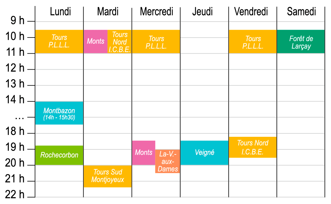 Grille horaire cours débutant 2022-2023